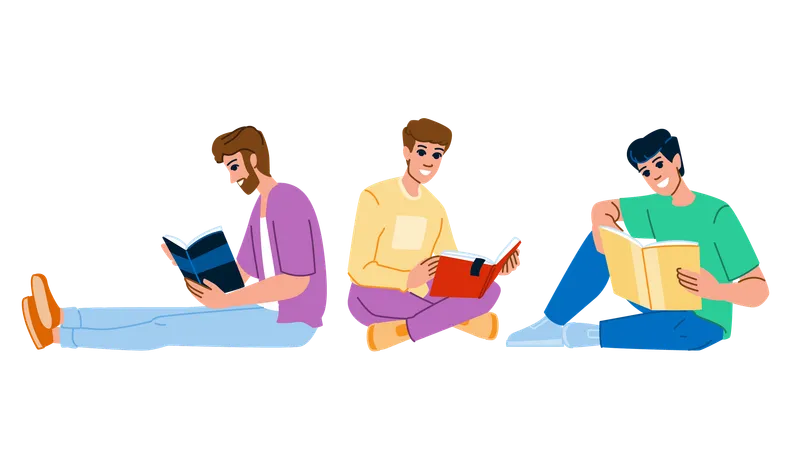 Os meninos estão lendo livros  Ilustração