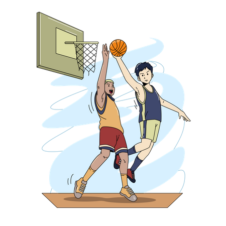 Meninos jogando basquete  Ilustração