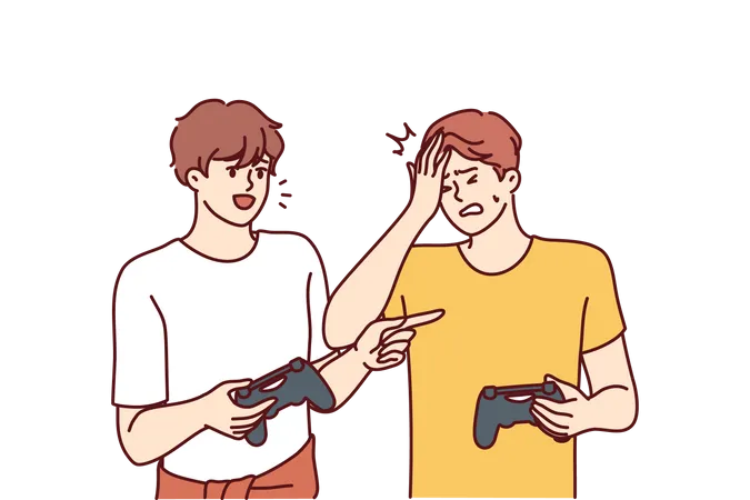 Os meninos estão jogando videogame  Ilustração