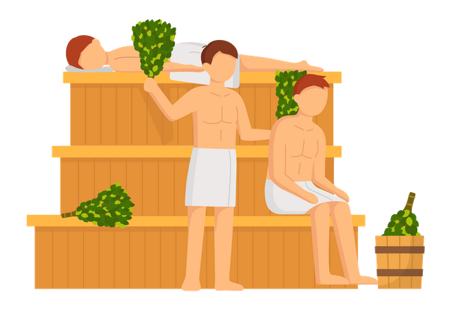 Meninos na sauna  Ilustração