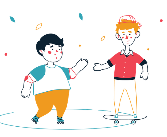 Meninos patinando  Ilustração