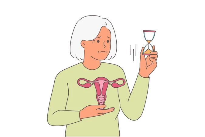 Menopausa em idosa com desequilíbrio hormonal  Ilustração