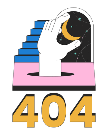 Mensagem flash de erro 404 de noite surreal de fantasia  Ilustração