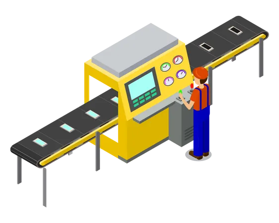 Mann bedient Maschine  Illustration