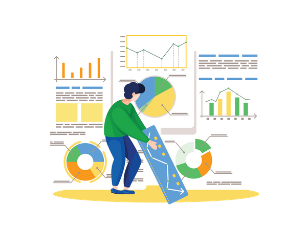 Mann macht Datenanalyse  Illustration