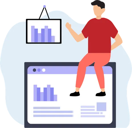 Mann präsentiert Datenanalyse  Illustration