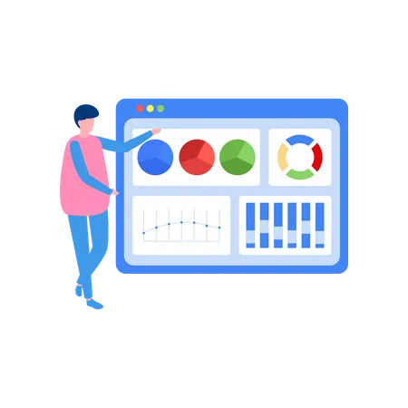 Mann macht Datenanalyse  Illustration