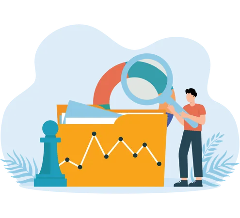 Mann macht Datenanalyse  Illustration