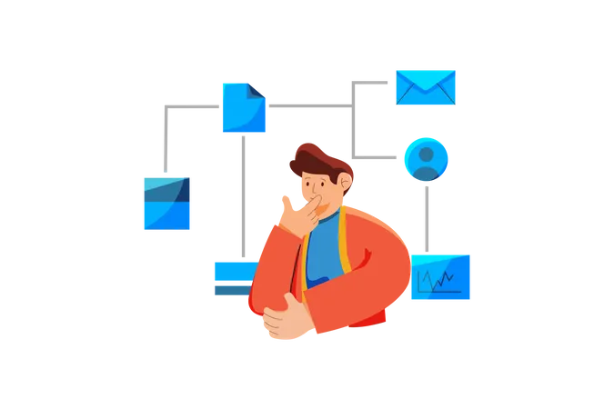 Mann macht Datenanalyse  Illustration