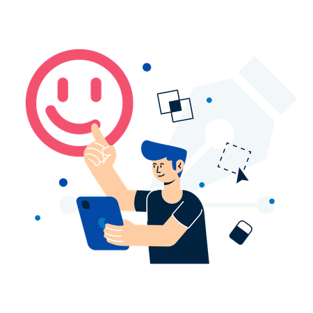 Mann beim Inhaltserstellungsprozess  Illustration