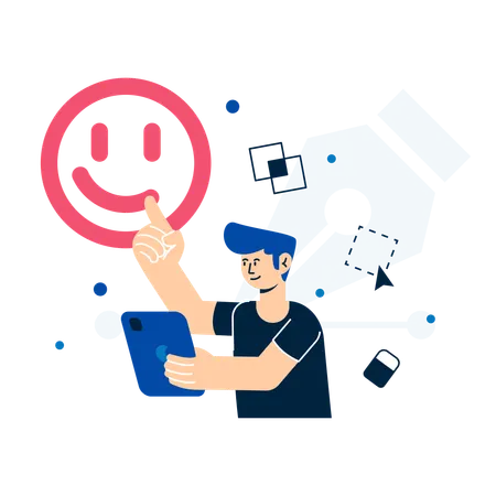 Mann beim Inhaltserstellungsprozess  Illustration