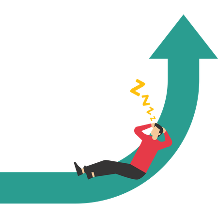 Schlafender Mensch auf progressivem Pfeildiagramm  Illustration