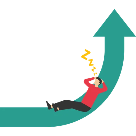 Schlafender Mensch auf progressivem Pfeildiagramm  Illustration