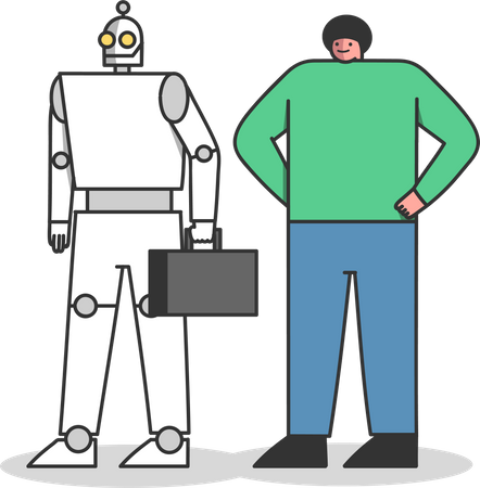 Mensch vs. Roboterarbeiter  Illustration