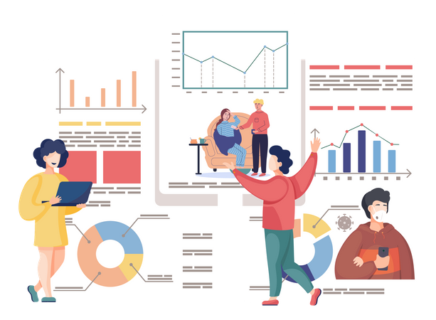 Menschen, die Krankheitsdaten analysieren  Illustration