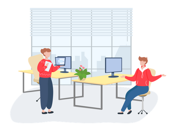 Menschen arbeiten in Unternehmen  Illustration