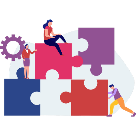 Die Menschen arbeiten im Team zusammen  Illustration