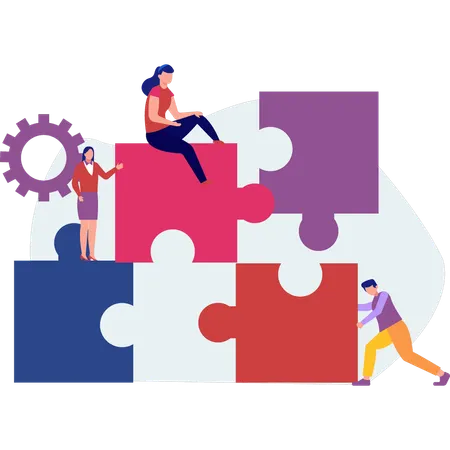 Die Menschen arbeiten im Team zusammen  Illustration