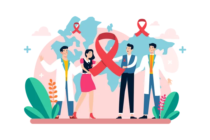 Menschen auf der ganzen Welt feiern den Welt-AIDS-Tag  Illustration