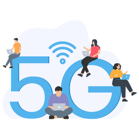 Menschen, die die 5G-Technologie nutzen  Illustration