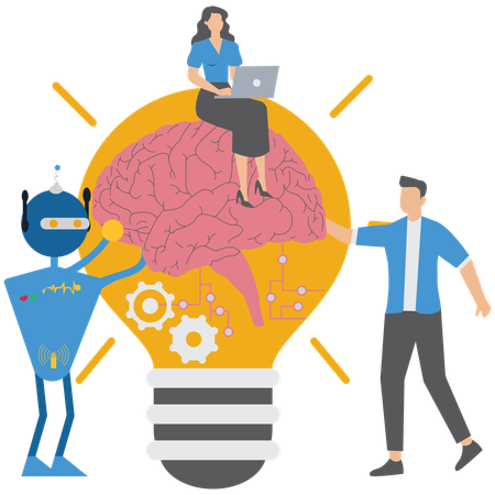 Menschen, die an der Idee einer sicheren KI arbeiten  Illustration