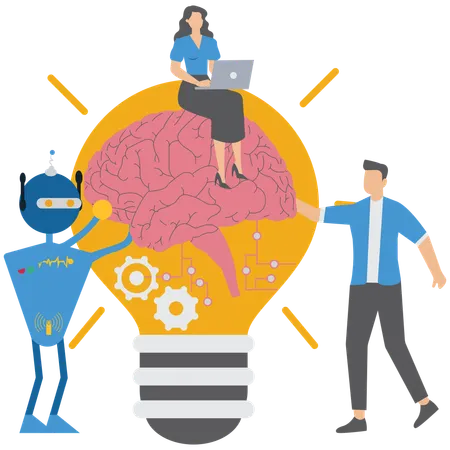 Menschen, die an der Idee einer sicheren KI arbeiten  Illustration