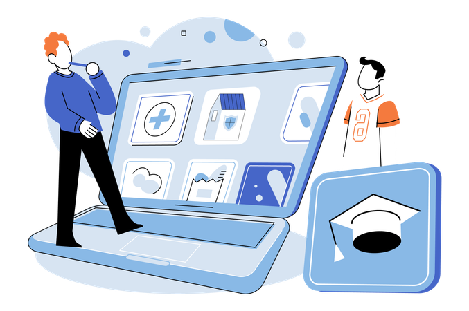 Personen, die ein Online-Stipendium erhalten  Illustration