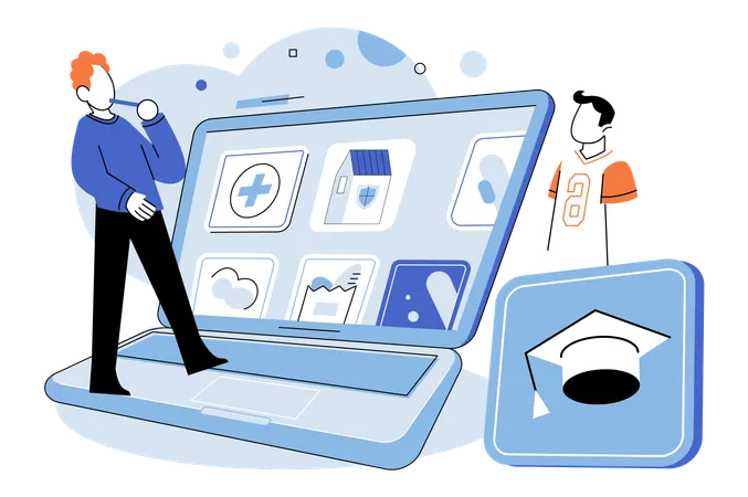 Personen, die ein Online-Stipendium erhalten  Illustration