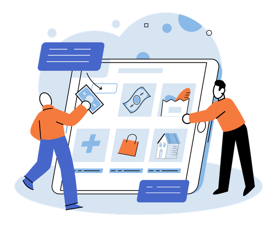 Personen, die ein Online-Stipendium erhalten  Illustration