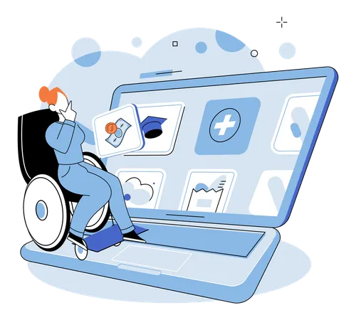 Personen, die ein Online-Stipendium erhalten  Illustration