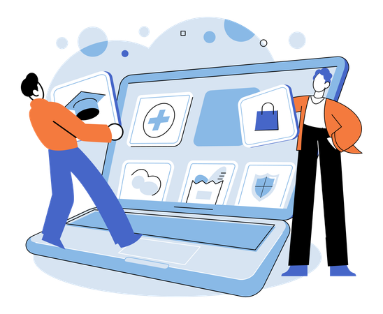 Personen, die ein Online-Stipendium erhalten  Illustration