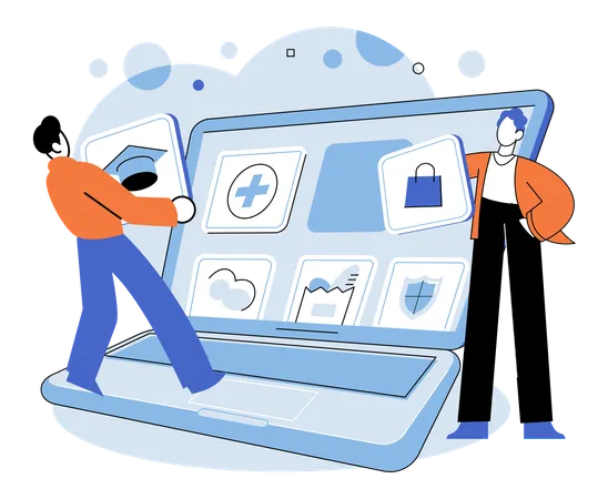 Personen, die ein Online-Stipendium erhalten  Illustration