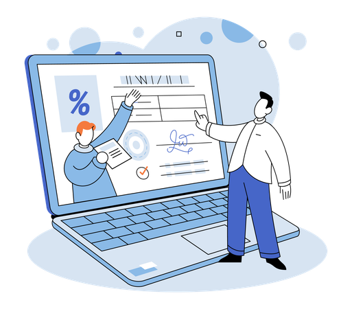 Personen, die ein Online-Stipendium erhalten  Illustration