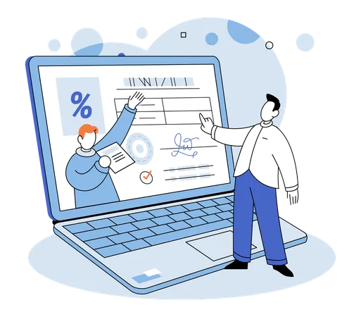 Personen, die ein Online-Stipendium erhalten  Illustration