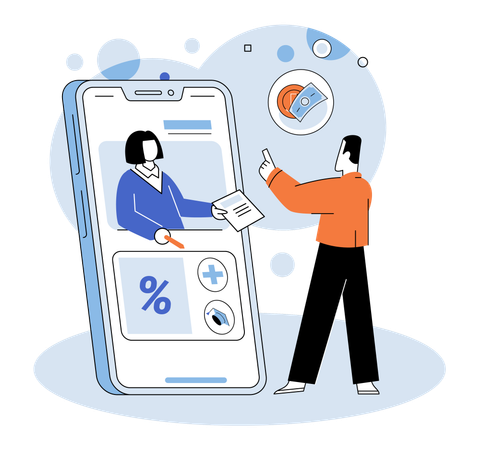 Personen, die ein Online-Stipendium erhalten  Illustration