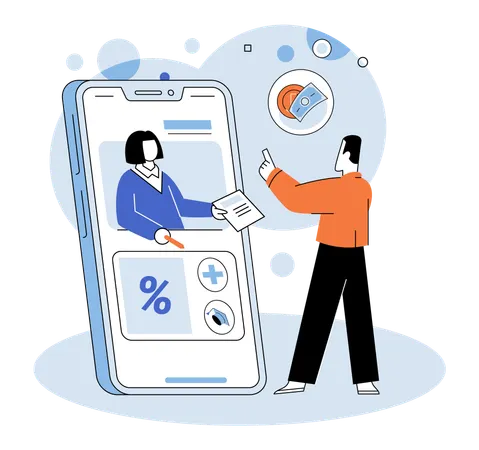 Personen, die ein Online-Stipendium erhalten  Illustration