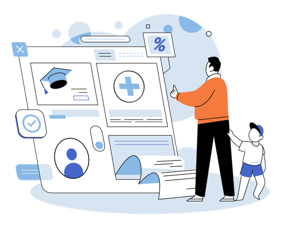 Personen, die ein Online-Stipendium erhalten  Illustration
