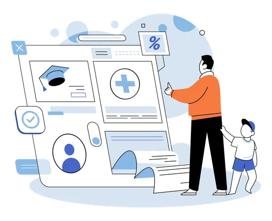 Personen, die ein Online-Stipendium erhalten  Illustration