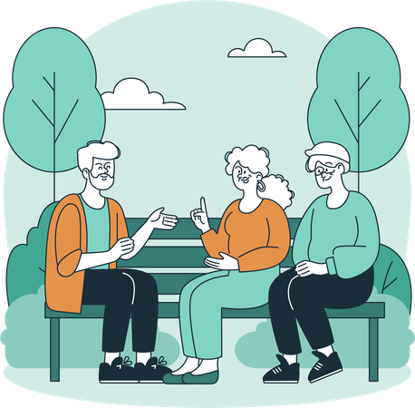 Menschen, die im Garten über Gesundheit nachdenken  Illustration