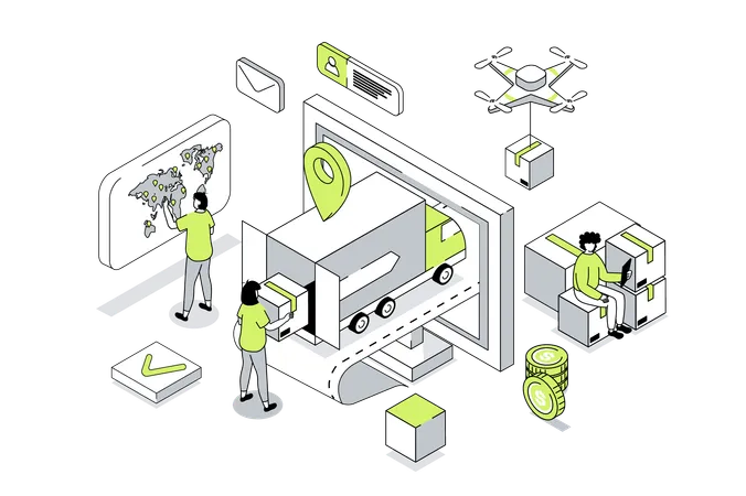 Menschen, die im Logistiklager arbeiten  Illustration