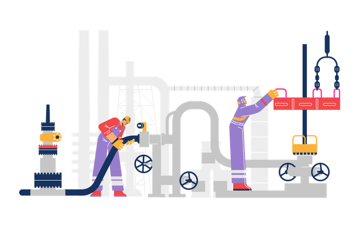 Menschen, die in der Ölindustrie arbeiten  Illustration