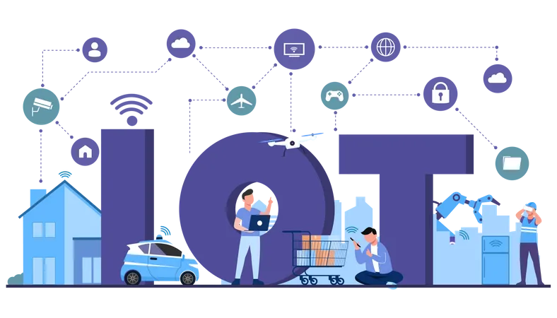 Menschen, die IOT-Technologie nutzen  Illustration