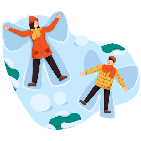 Menschen, die Schnee genießen  Illustration