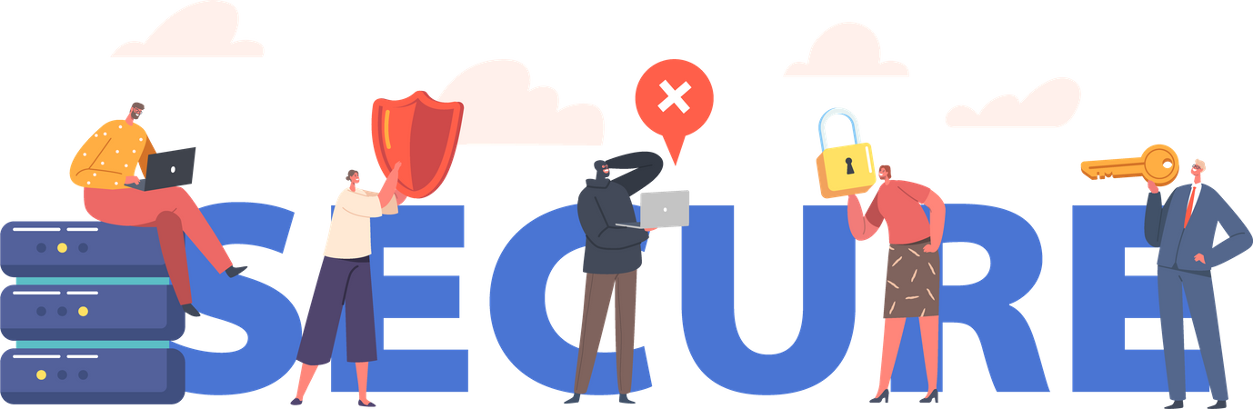 Menschen, die sich um den Datenschutz sorgen  Illustration