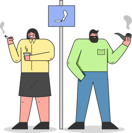 Menschen, die süchtig nach Zigaretten sind  Illustration