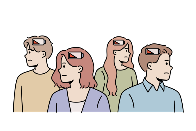 Menschen, die unter emotionalem Burnout leiden  Illustration