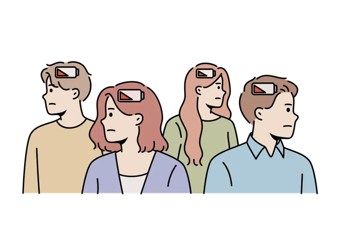 Menschen, die unter emotionalem Burnout leiden  Illustration