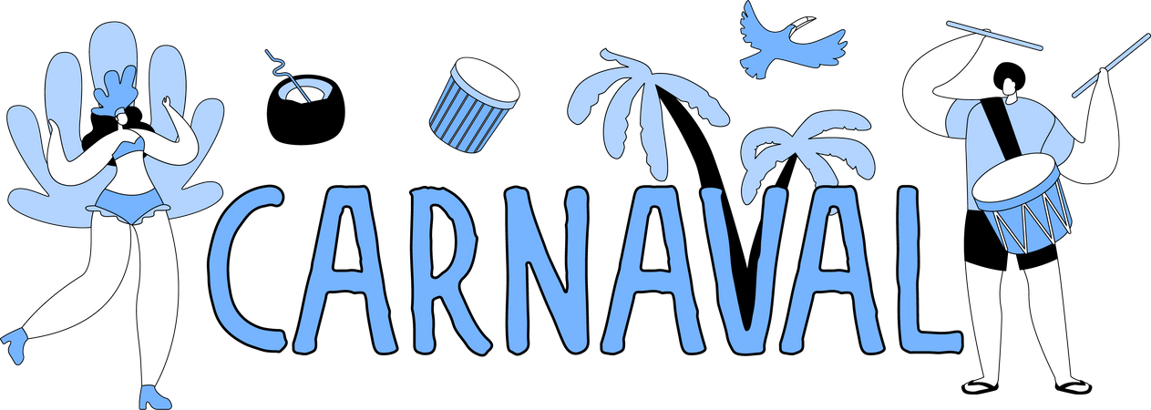 Menschen feiern brasilianischen Karneval  Illustration