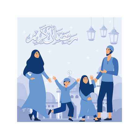 Menschen, die Eid feiern  Illustration