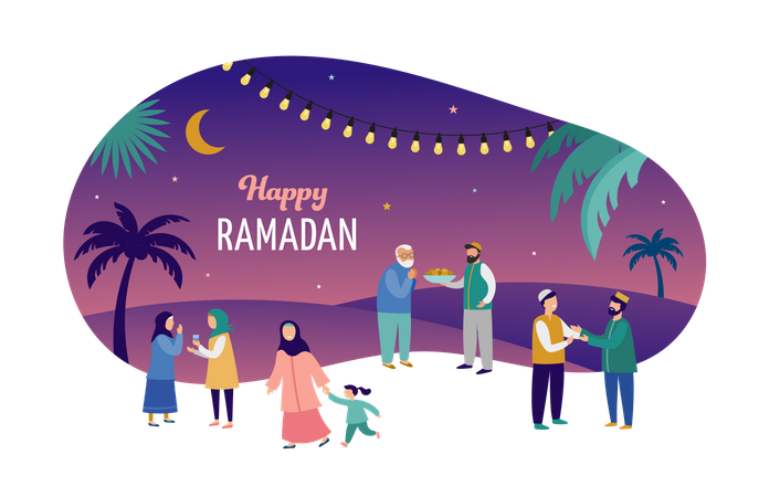 Menschen, die Ramadan Kareem feiern  Illustration